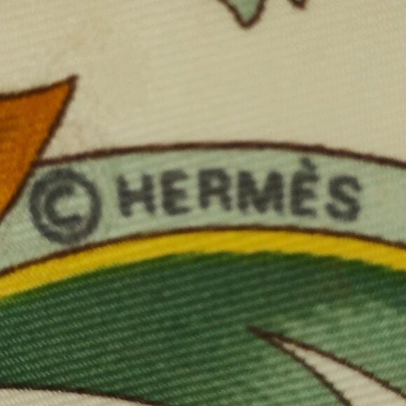 Auth HERMES Carre 90 - White Yellow Multi Scarf - Picture 3 of 9